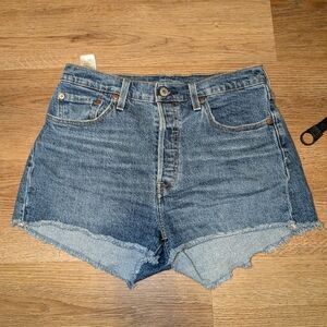 Womens Levi High Rise Denim Shorts